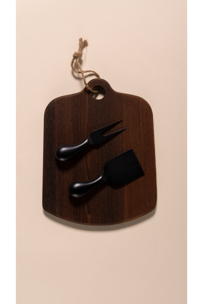 LV17 Cheese Knife Set 2 Pcs W/ Wooden Cutboard