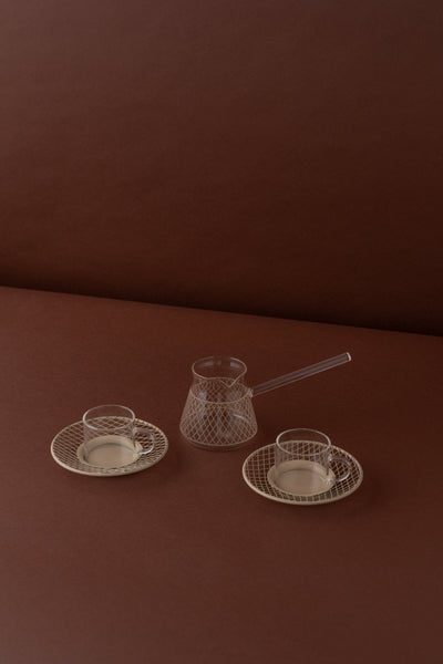 KL8 Coffee Cups Set 2 Pcs W/Pot
