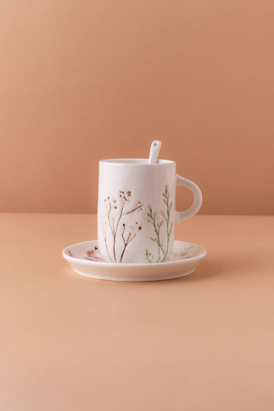 L18 Ceramic Cup W Saucer + Spoon