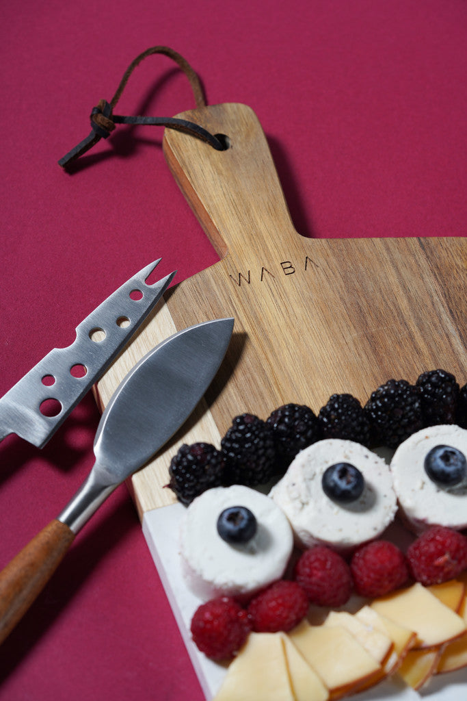 LV14 Cheese Knife Set 2 Pcs W Marble Cutboard