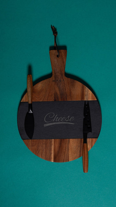 LV12 Cheese Knife Set 2 Pcs W/ Wooden Cutboard