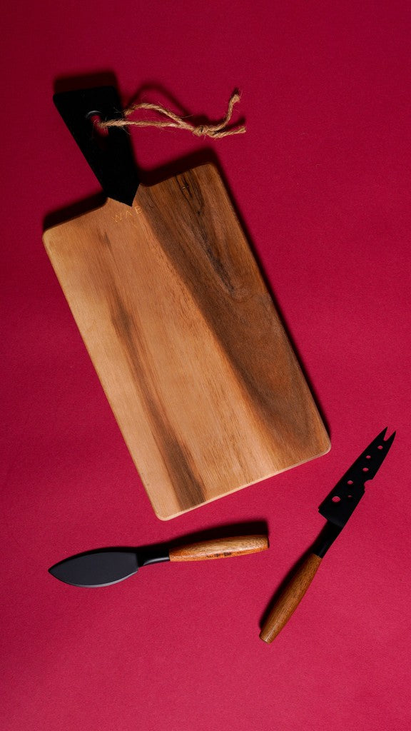 LV13 Cheese Knife Set 2 Pcs W/ Wooden Cutboard