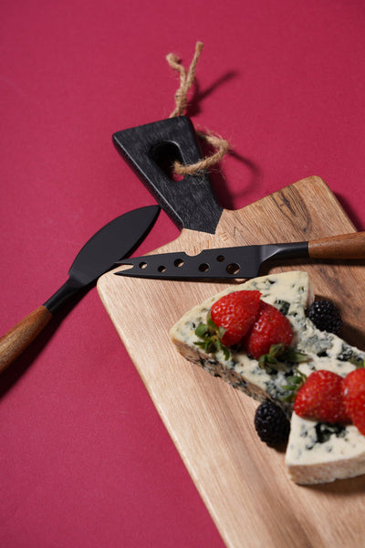 LV13 Cheese Knife Set 2 Pcs W/ Wooden Cutboard
